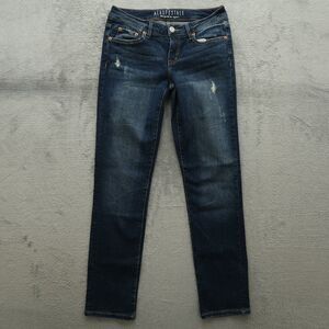 Aeropostale Jeans Womens Size 4 Short Blue Low-Rise Skinny 30" Inseam Distressed